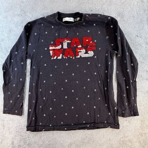 ZARA Star Wars Kids Long Sleeve Shirt Size 10 Sequin Logo Darth Vader
